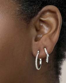 Davina Sterling Silver Huggie Earrings in White Diamond