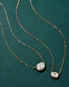 1 ct Lab Grown White Diamond Custom Elisa Pendant Necklace in 14k Yellow Gold
