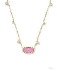 Disney | Kendra Scott Gold Mickey Mouse Elisa Short Pendant Necklace in Hot Pink Drusy