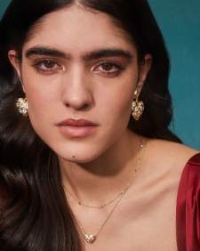 Holland Gold Heart Drop Earrings in White CZ