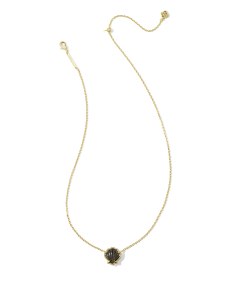 Brynne Gold Shell Short Pendant Necklace in Golden Obsidian