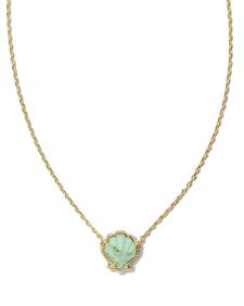 Brynne Gold Shell Short Pendant Necklace in Sea Green Chrysocolla