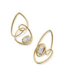 Myles Vintage Gold Crystal Statement Earrings in White CZ