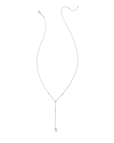 Michelle 14k White Gold Y Necklace in Freshwater Cultured Pearl