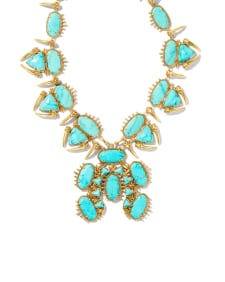 Odessa Vintage Gold Statement Necklace in Variegated Turquoise Magnesite