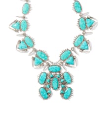 Odessa Vintage Silver Statement Necklace in Variegated Turquoise Magnesite