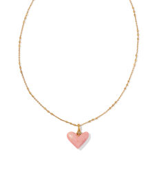 Poppy Vintage Gold Short Pendant Necklace in Blush Pink Quartzite