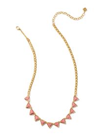 Robby Vintage Gold Strand Necklace in Blush Pink Quartzite