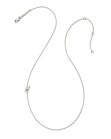 Letter M Inline Initial Necklace in Sterling Silver
