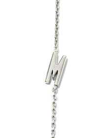 Letter M Inline Initial Necklace in Sterling Silver