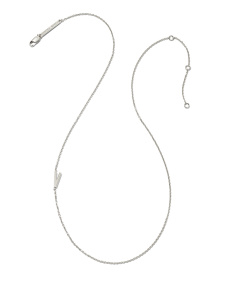 Letter V Inline Initial Necklace in Sterling Silver