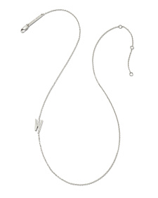 Letter W Inline Initial Necklace in Sterling Silver