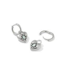 Adia Heart Sterling Silver Huggie Earrings 