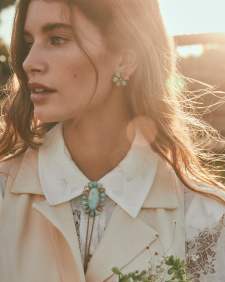 Flynn Vintage Gold Bolo Necklace in Teal Pink Mix