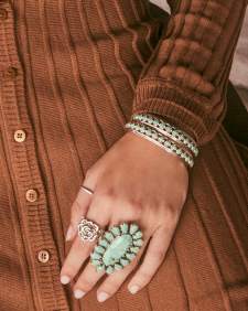 Ida Vintage Silver Cuff Bracelet in Sea Green Chrysocolla