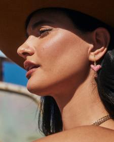 Poppy Vintage Gold Drop Earrings in Blush Pink Quartzite