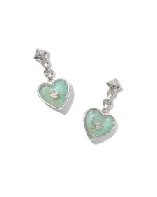 Adalynn Sterling Silver Heart Drop Earrings in Turquoise