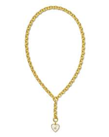 Adalynn 18k Gold Vermeil Heart Y Necklace in Ivory Mother-of-Pearl