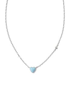 Enamel Sterling Silver Heart Pendant Necklace in Blue