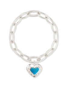 Angie Heart Sterling Silver Locket Statement Bracelet in Turquoise