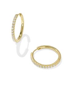 Mackenzie 18k Gold Vermeil Medium Hoop Earrings in White Topaz