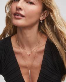 Enamel 18k Gold Vermeil Heart Pendant Necklace in Red Enamel