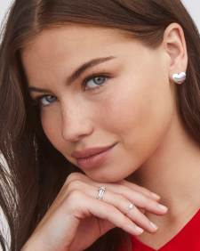 Jasmine Heart Stud Earrings in Sterling Silver