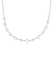 Haisley Heart Silver Strand Necklace in White CZ