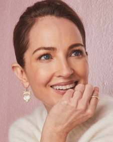 Haisley Heart Gold Drop Earrings in Ivory Mother-of-Pearl