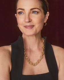 Haisley Heart Gold Statement Necklace in Ivory Mother-of-Pearl