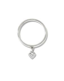 Pave Heart Padlock 14k White Gold Band Ring in White Diamond