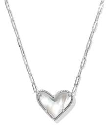 Ari Heart Statement Silver Short Pendant Necklace 