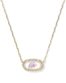Elisa Pave Frame Gold Short Pendant Necklace 