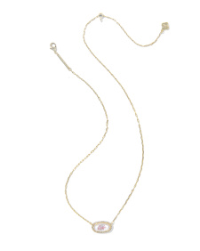 Elisa Pave Frame Gold Short Pendant Necklace 