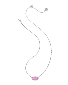 Elisa Pave Frame Silver Short Pendant Necklace 