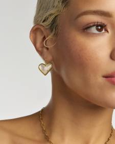 Ari Heart Statement Gold Drop Earrings 
