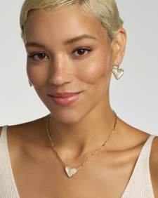 Ari Heart Statement Gold Drop Earrings 