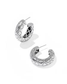 Bold Etched Oxidized Sterling Silver Hoop Earrings