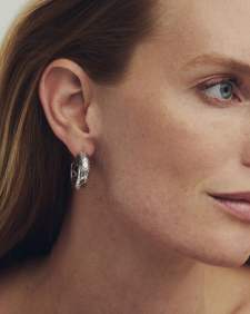 Bold Etched Oxidized Sterling Silver Hoop Earrings