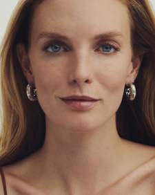 Bold Etched Oxidized Sterling Silver Hoop Earrings