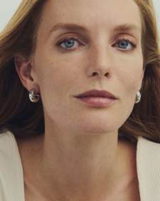 Bold Etched Oxidized Sterling Silver Huggie Earrings  