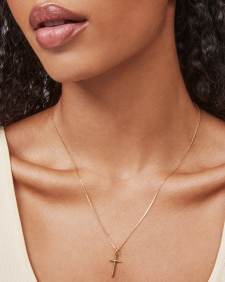 Cross Charm Pendant Necklace 18k Gold Vermeil
