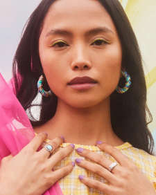 Sienna Silver Sun Ring Set in Light Blue Magnesite