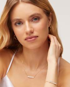 Mattie 18k Yellow Gold Vermeil Pave Delicate Bracelet in White Diamond