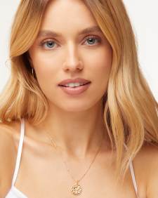 Om 18k Gold Vermeil Pendant Necklace in White Sapphire