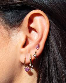 0.14 ct Willow 14k Yellow Gold Huggie Earrings in White Diamond