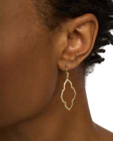 Abbie Gold Small Open Frame Earrings in White Crystal