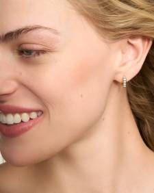 Davie 18k Gold Vermeil Huggie Earrings in White Topaz