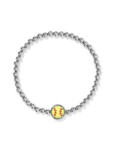 Softball Silver Stretch Bracelet