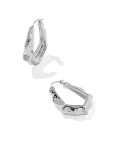 Adriana Scallop Frame Silver Hoop Earrings